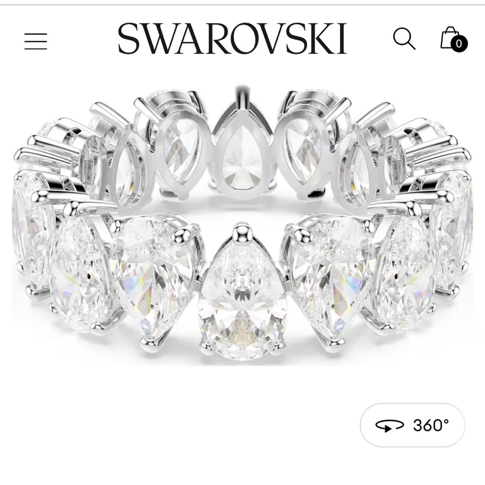 Swarovski Sterling Silver Crystal Women's Ring size 7 wrap around crystals